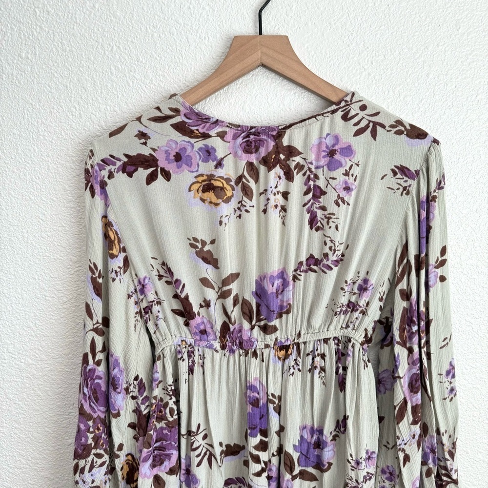 Angie Women's Large Babydoll Blouse Romantic Floral Summer Boho Bell Sleeve - Picture 10 of 11